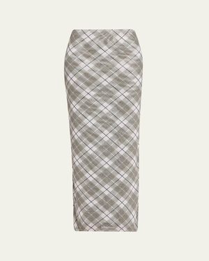 Ronny Kobo Azana Plaid-Print Mesh Maxi Skirt - White