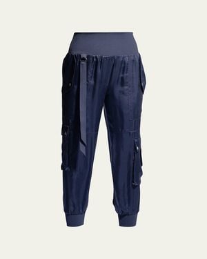 Cinq À Sept Harmony Satin Cargo Jogger Pants - Blue