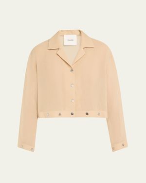 Nanushka Vally Studded Cropped Gauze Shirt - Natural