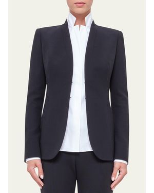 Akris Shawl-Collar Wool Jacket - Blue