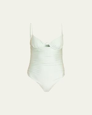 Jonathan Simkhai Laine Ruched One-Piece Swimsuit - White
