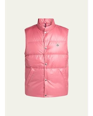 Moncler Restigo Snap-Front Quilted Vest - Pink