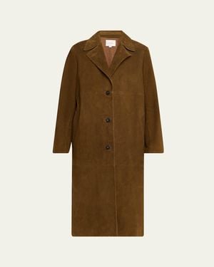 Vince Long Suede Coat - Natural