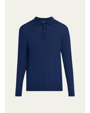 Sease Cashmere Fine Knit Polo-Neck Sweater - Blue