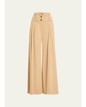 Monse Triple Waistband Pleated Wide-Leg Pants - Natural