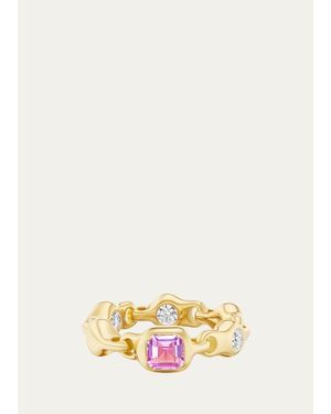 UNIFORM OBJECT 18K Supernova Ring With Diamonds And Gemstone - Natural