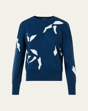 Akris Whitecaps Intarsia Cashmere & Cotton Sweater - Blue