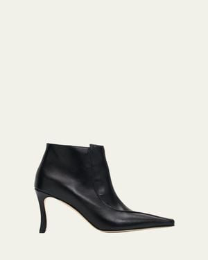 Manolo Blahnik 90Mm Milleta Leather Ankle Boots - Black