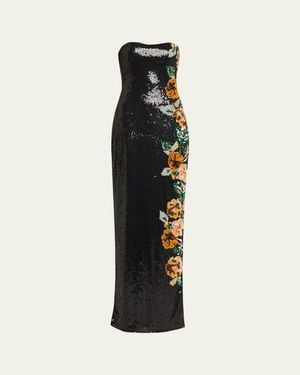 Atelier Prabal Gurung Shalom Strapless Floral Sequined Gown - Black