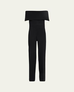 Lela Rose Off-The-Shoulder Crepe Jumpsuit - Black