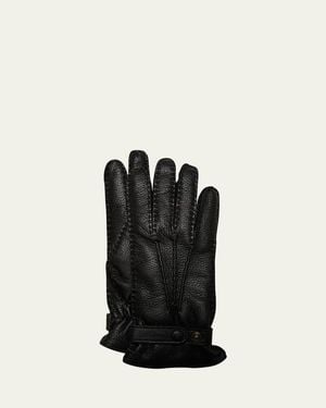 Hestra Winston Snap Leather Cashmere-Lined Gloves - Black