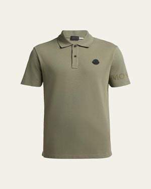 Moncler Sleeve-Logo Pique Polo Shirt - Green