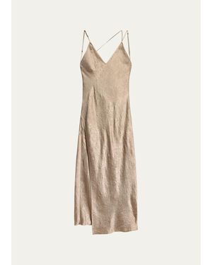 Helmut Lang Crinkled-Effect Midi Slipdress - Natural