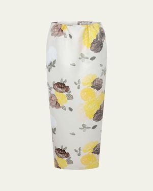 BERNADETTE Damian Floral Satin Maxi Skirt - Metallic