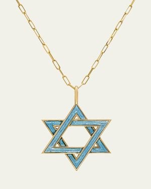 Audrey C. Jewelry 18K And Enamel Star Of David Necklace, 16"L - White
