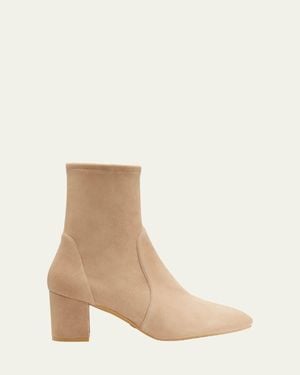 Stuart Weitzman Yuliana Stretch Suede Ankle Booties - Natural