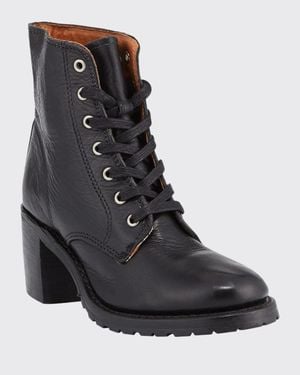 Frye Sabrina Distressed Lace-Up Boots - Black