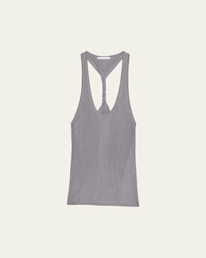 Helmut Lang Ribbed Twist Tank Top - Gray