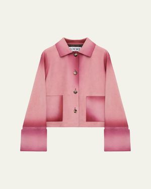 Loewe Turn-Up Cuffs Ombre Suede Jacket - Pink