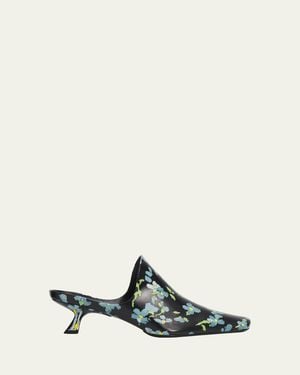 Loewe 45Mm Emily Floral Leather Mules - White