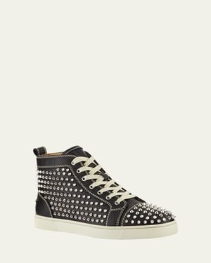Christian Louboutin Louis Mid-Top Spiked Leather Sneakers - Black