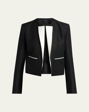 Tom Ford Contrast Silk-Lapel Open Jacket - Black