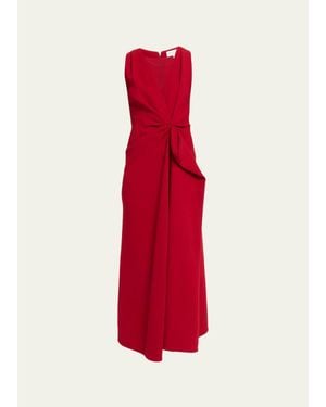 Michael Kors Pleated Wool-Blend Gathered Midi Dress