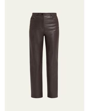 Loulou de Saison Cobe Leather Straight-Leg Pants - Gray
