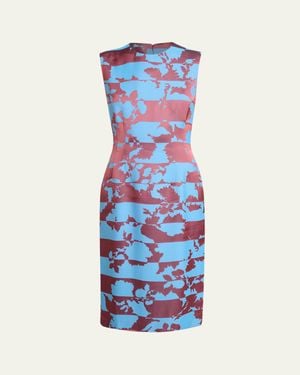 Dries Van Noten Delavina Paneled Floral Jacquard Sleeveless Dress - Blue