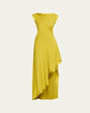 Jason Wu High-Neck Washed Twill Asymmetric Dress - Yellow