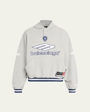 Balenciaga 3B Football Polo Hoodie in Blue for Men | Lyst