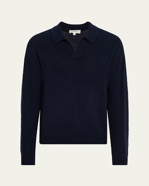FRAME Knit Wool And Cashmere Johnny Collar Sweater - Blue
