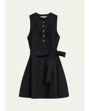 Veronica Beard Haleem Eyelet Poplin Mini Dress - Black