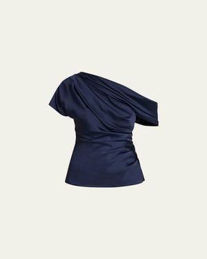 Jonathan Simkhai Phoebe Draped Satin Top - Blue