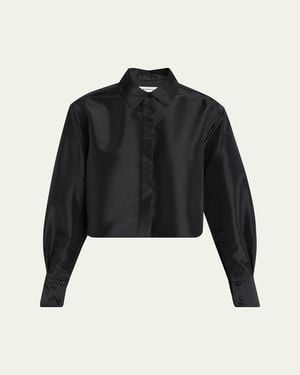 Jonathan Simkhai Renata Cropped Satin Blouse - Black
