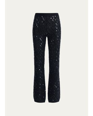 Diane von Furstenberg Perry Pointelle Knit Paillette Pants - Blue
