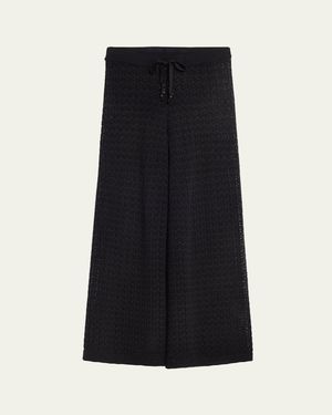 L'Agence Gaelle Pointelle Knit Pants - Black