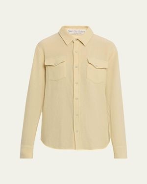 God's True Cashmere Solid Cashmere Button-Front Shirt - Natural