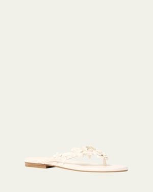 Jonathan Simkhai Willow Floral Applique Leather Sandals - Natural