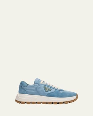 Prada Prax Suede Logo Runner Sneakers - Blue
