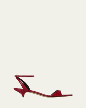 The Row Vika Snakeskin Ankle-Strap Sandals - Pink