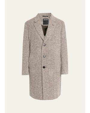 ZEGNA Oasi Cashmere Melange Overcoat - White
