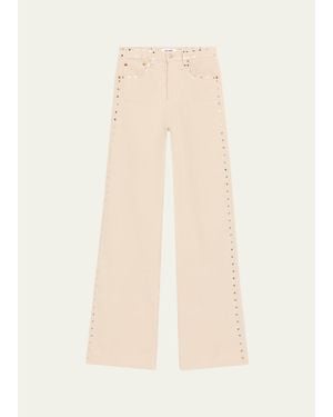 RE/DONE Studded Wide Flare Corduroy Pants - Natural