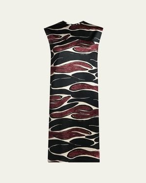 Marni Abstract Wave Sleeveless Midi Dress - Black
