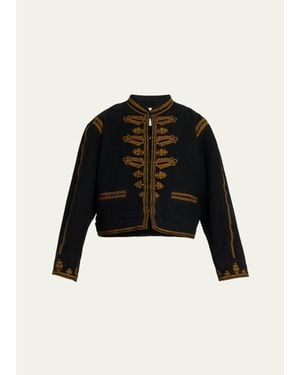 Isabel Marant Emalia Embroidered Military-Style Jacket - Black