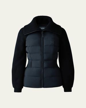 Mackage Foxy Light Down Mixed-Media Jacket - Blue