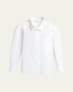 Givenchy Wide-Collar Cotton Poplin Oversized Shirt - White