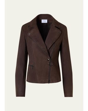 Akris Punto Suede Motorbike Jacket - Brown