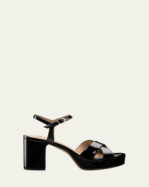 Stuart Weitzman Dayna Patent Crisscross Platform Sandals - Natural