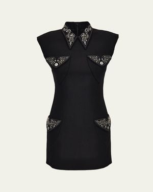 Versace Studded Wool Crêpe Cocktail Dress - Black
